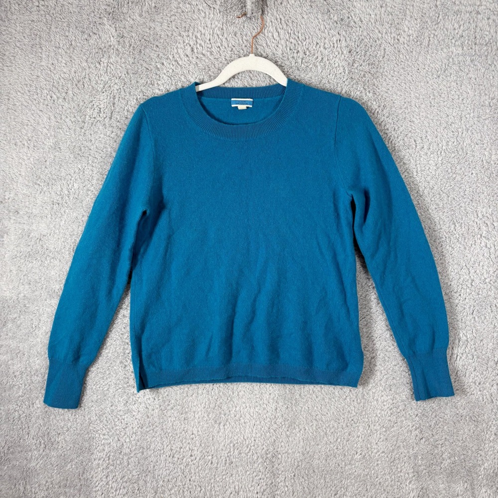 J. Crew Cashmere Slim Fit Crewneck Sweater Womens Size M Bright Blue Teal